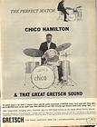 ORIGINAL 1963 CHICO HAMILTON GRETSCH DRUM PROMO AD RARE