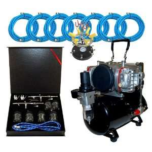 Twin Piston Airbrush Air Compressor w/TANK-2Yr Warranty