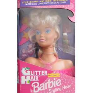 Glitter Hair BARBIE STYLING HEAD w Glitter Gel & Magical Comb & MORE 