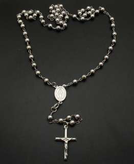 Platinum Clad Sterling Silver ROSARY NECKLACE CROSS  
