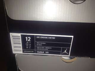DS Nike Air Jordan III 3 True Blue 2009 cement black playoff 12 11 low 