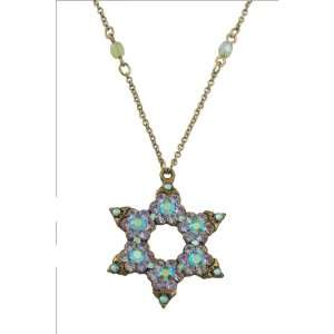 Authentic Michal Negrin Star of David Pendant Decorated with Flower 