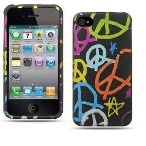 Iphone 4, 4s Phone Protector Hard Cover Case Rainbow Peace Sign Design 