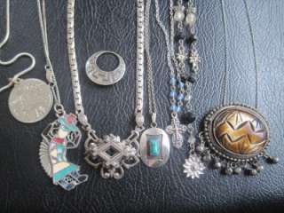 HUGE VINTAGE SOUTWESTERN JEWELRY LOT TURQUOISE LIQUID SILVER FRED 