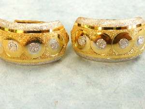 impressive 18k yellow & white gold half hoop pierced earrings  