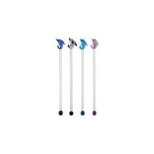 Dolphin Glass Stirrers 8 Long   Set of 4  Kitchen 