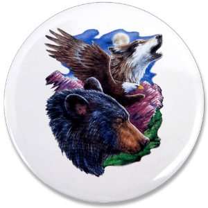  3.5 Button Bear Bald Eagle and Wolf 