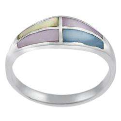 Sterling Silver Multi colored Mother of Pearl Ring  
