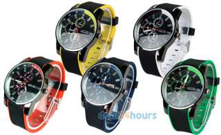   Sports Dial Quartz Japan Movement Band Wrist Watch 5 Colors  