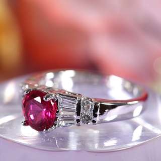 Xmas Gift Ruby Garnet White Gold GP Ring Lady Fashion Jewelry Size 7/O 