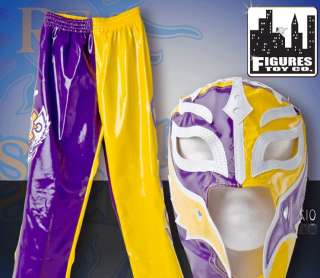 WWE Rey Mysterio Yellow & Purple Rep Kid Sz Mask & Pant  