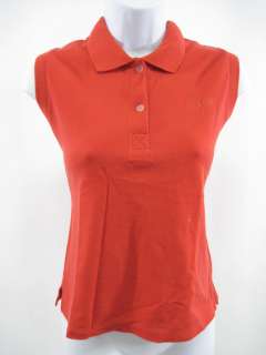 DKNY Red Sleeveless Polo Shirt Top Sz L  
