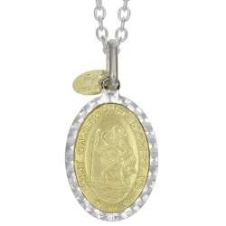   Silver and 14k Gold Saint Christopher Necklace  