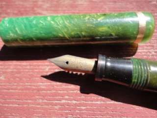 Old Sheaffer 1920s Green Jade Fountain Pen 4 1/2  