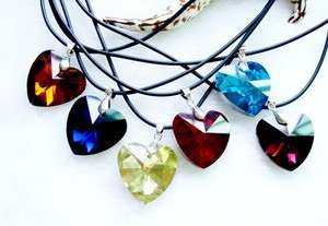 14p Heart 26MM Faceted Crystal Glass Pendant Necklaces  