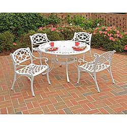 Home Styles Biscayne Cast Aluminum White 42 inch Patio Dining Set 