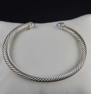 David Yurman 5mm Blue Topaz Cable Classics diamond bracelet  