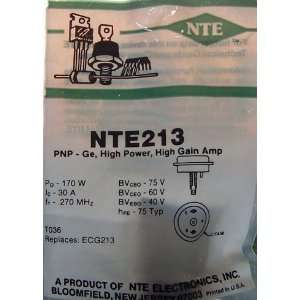   NTE213 PNP Ge High Power High Gain Amplifier Transistor Electronics
