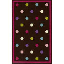 Alexa Playtime Collection Polka Dots Kids Brown Rug (67 x 92 