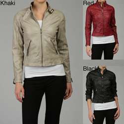 Last Kiss Womens Faux Leather Motorcycle Jacket  