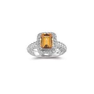  1.12 Cts Diamond & 1.09 Cts Citrine Ring in 14K White Gold 