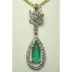  3.40 Cts Classic Art Deco Colombian Emerald & Diamond 