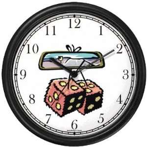 Felt Dice on Rear View Mirror Gambling or Casino Theme Wall Clock by 