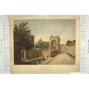 1794 VIEW ROUGEMONT CASTLE EXETER ENGLAND COLOUR PRINT 