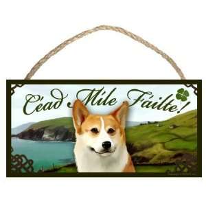  Corgi Dog Irish Welcome Sign / Plaque Céad Míle Fáilte 