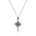 Sterling Silver Marcasite and Mother of Pearl Cross Necklace