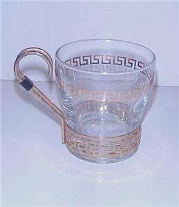 VINTAGE LIBBEY DRINKING GLASSES CUPS SET 5 GREEK KEY  