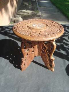 VTG Carved India Wood Plant Stand  