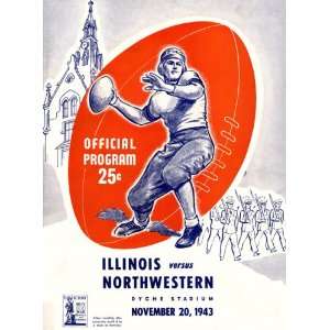  1943 Northwestern vs. Illinois 22 x 30 Canvas Historic Football 
