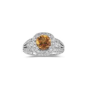  0.52 Ct Diamond & 0.85 Cts Citrine Ring in 18K White Gold 