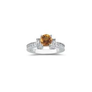  0.44 Ct Diamond & 0.85 Cts Citrine Ring in 18K White Gold 