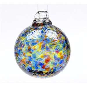  Kitras Art Glass   CALICO   WITCH BALL ~ SUNNY SKY ~ Hand 