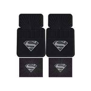   Front and Rear Rubber Floor Mats   Superman Silver Shield Automotive