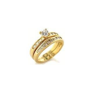 Elegant Two Piece Wedding Ring Set 18kt Gold EP Size 5 10 Lifetime 