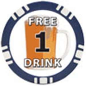    Free Drink Poker Chip Button Marker   New