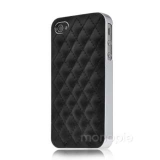   Deluxe Chrome Snap Cover Case Leather Plaid for iPhone 4 4G 4S  