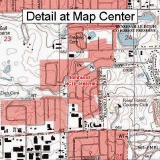   Topographic Quadrangle Map   Elmhurst, Illinois (Folded/Waterproof
