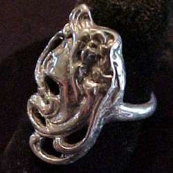 Sterling Silver Art Nouveau Style Lady Ring Lt Profile  