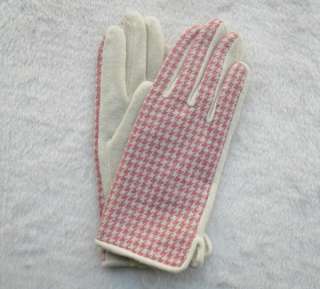 Ladies Girls Wool Acrylic Houndstooth Fashion Gloves  