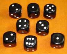  dice (to throw the numbers 1 to 6), plus two matching ordinary dice 
