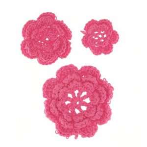  Riley Blake Sew Together Crochet Flowers 3pk Hot Pink By 
