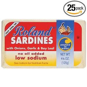 Roland Sardines With Garlic, Onion, Bay Leaf, 4.375 Ounce Tins (Pack 