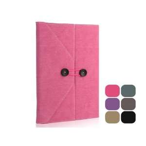  Envelope Button Clip PU leather case pouch for ipad 2 Rose 