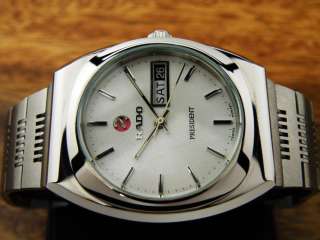 Vintage RAD0 PRESIDENT Day/Date SILVER DIAL MENS WATCH / VERY CLEAN 