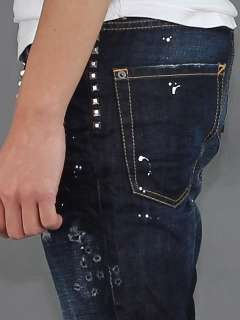 DSQUARED 12SS NWT 16.5CM EASY COOL GUY STUDDED DENIM JEANS 2427  
