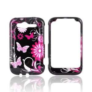  Flowers on Black Hard Plastic Case Cover For HTC Marvel Electronics